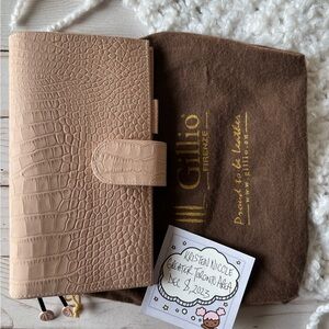 EUC Gillio Hobonichi Weeks Cover Appunto Slim in Blush Pink Mat Croco